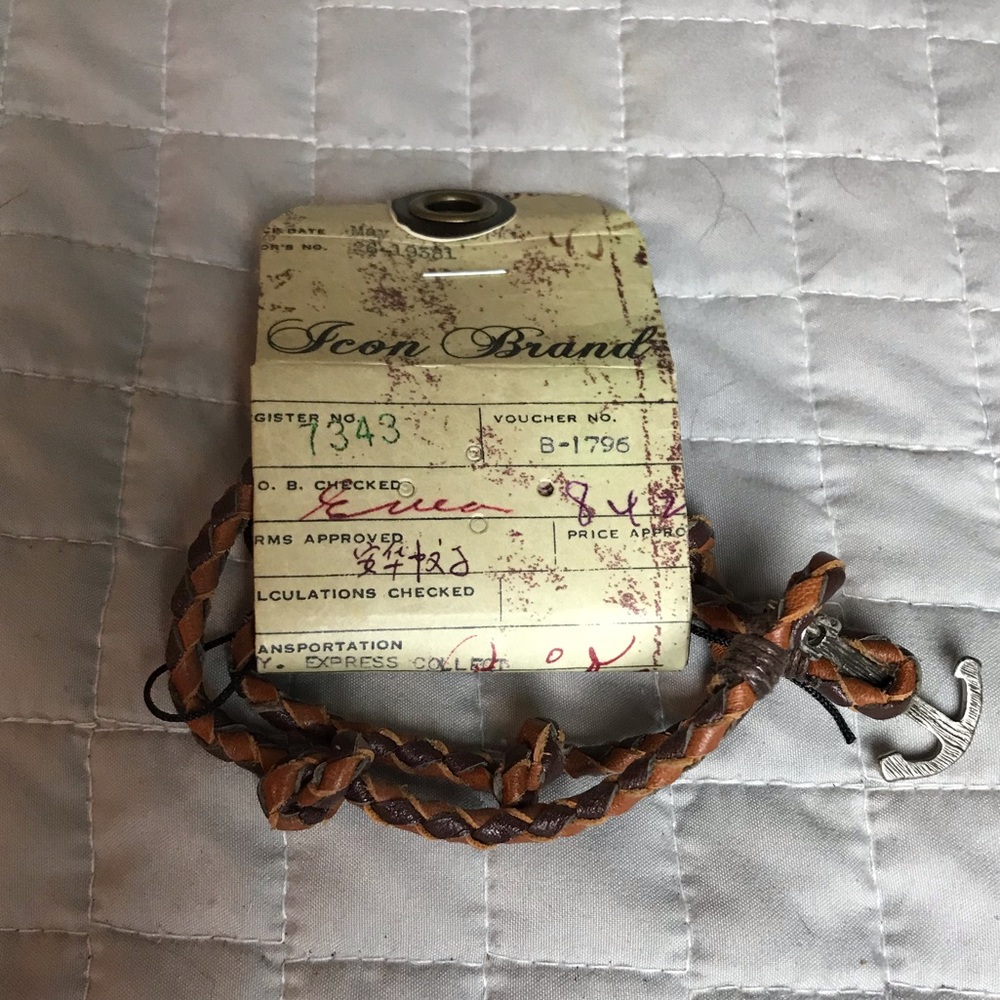 NWT Icon Brand Leather Anchor Bracelet